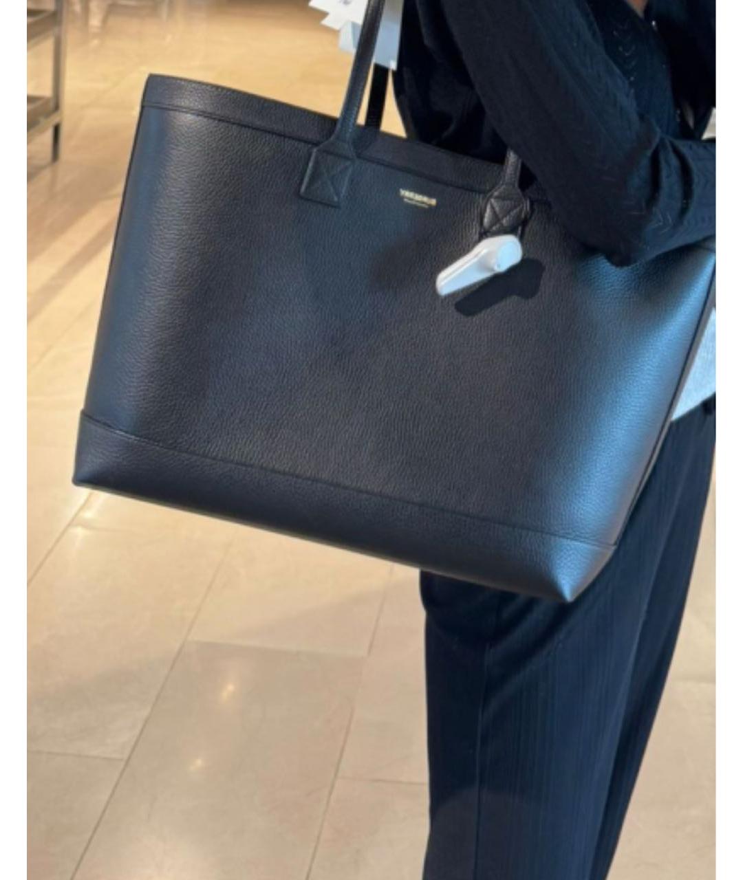 BURBERRY Черная кожаная сумка тоут, фото 2