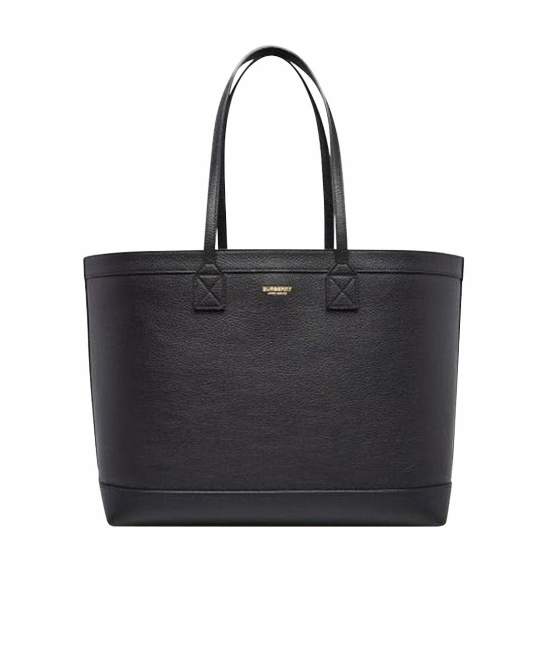 BURBERRY Черная кожаная сумка тоут, фото 1