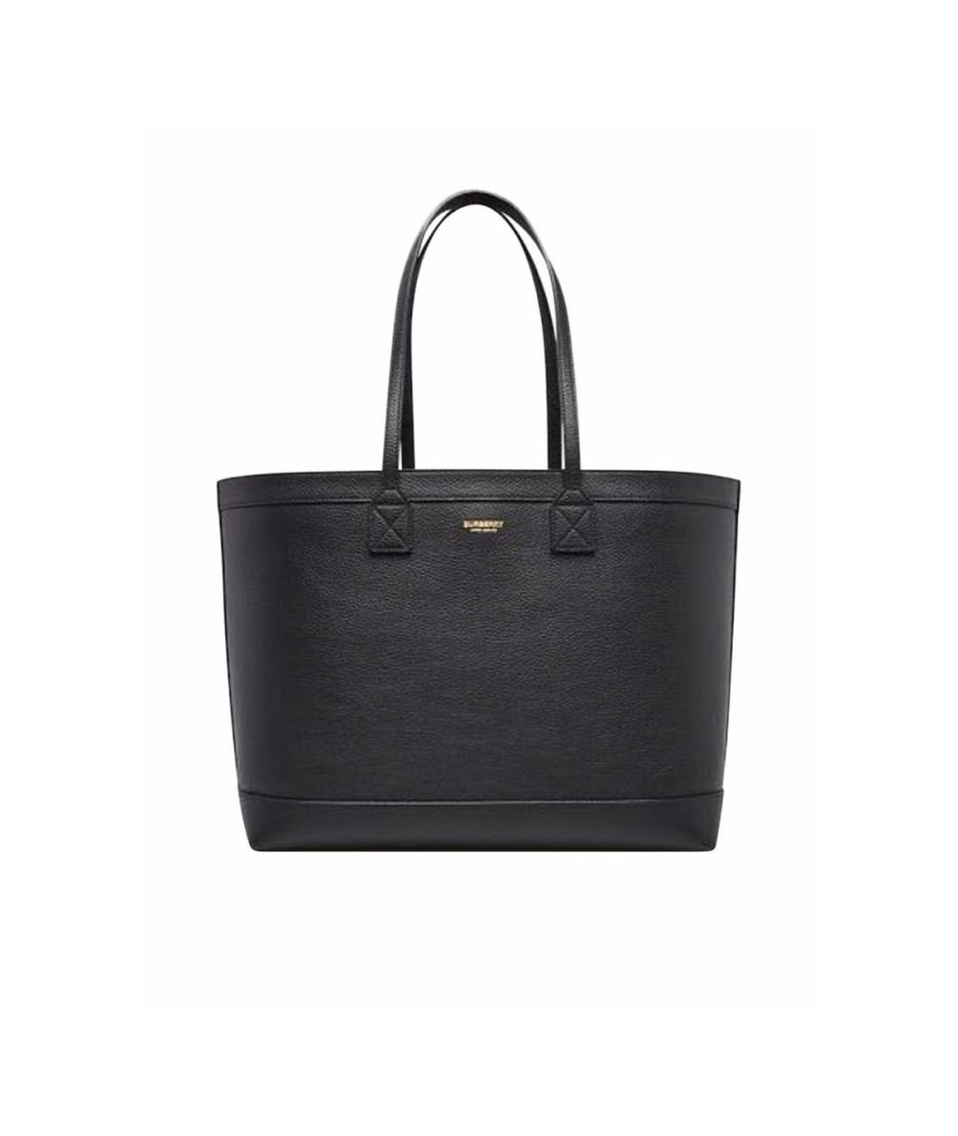 BURBERRY Черная кожаная сумка тоут, фото 5