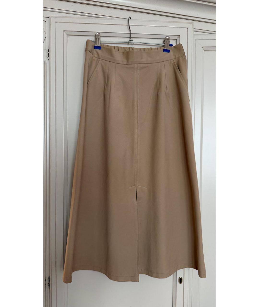 MAX MARA Бежевая хлопковая юбка миди, фото 5