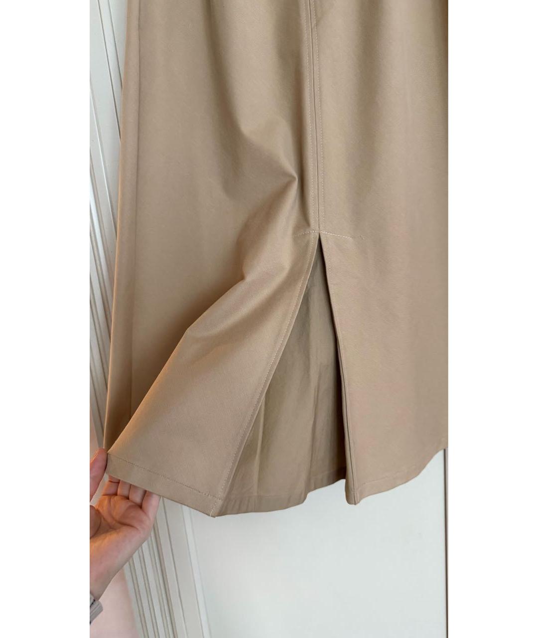 MAX MARA Бежевая хлопковая юбка миди, фото 3