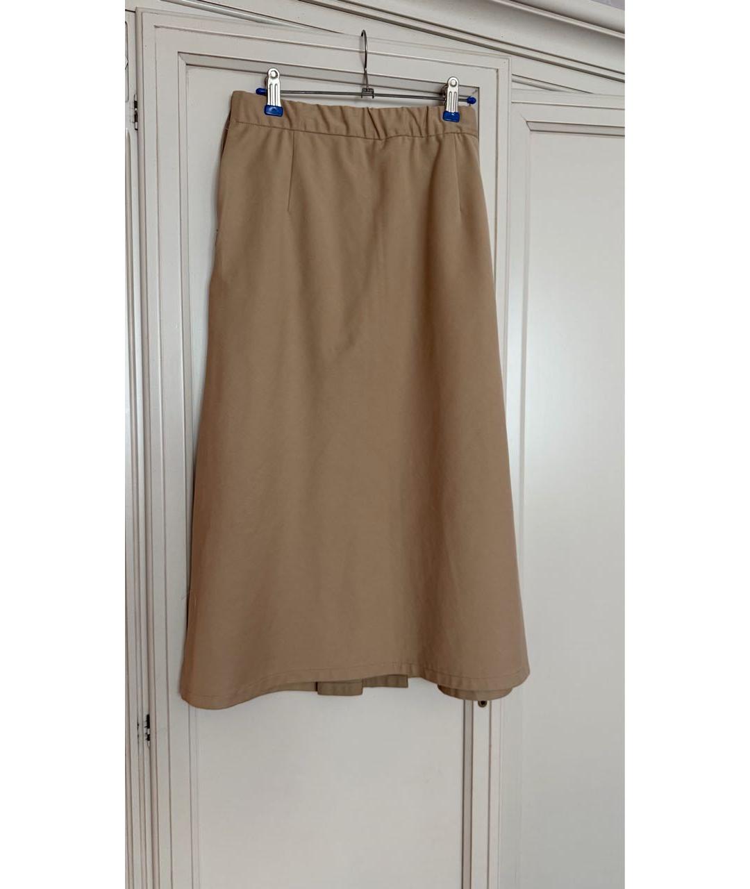 MAX MARA Бежевая хлопковая юбка миди, фото 2