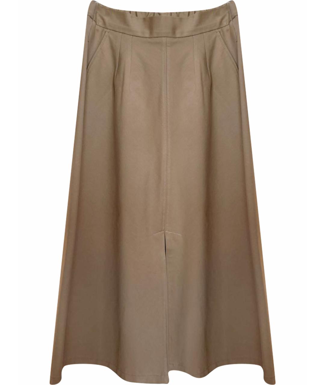 MAX MARA Бежевая хлопковая юбка миди, фото 1