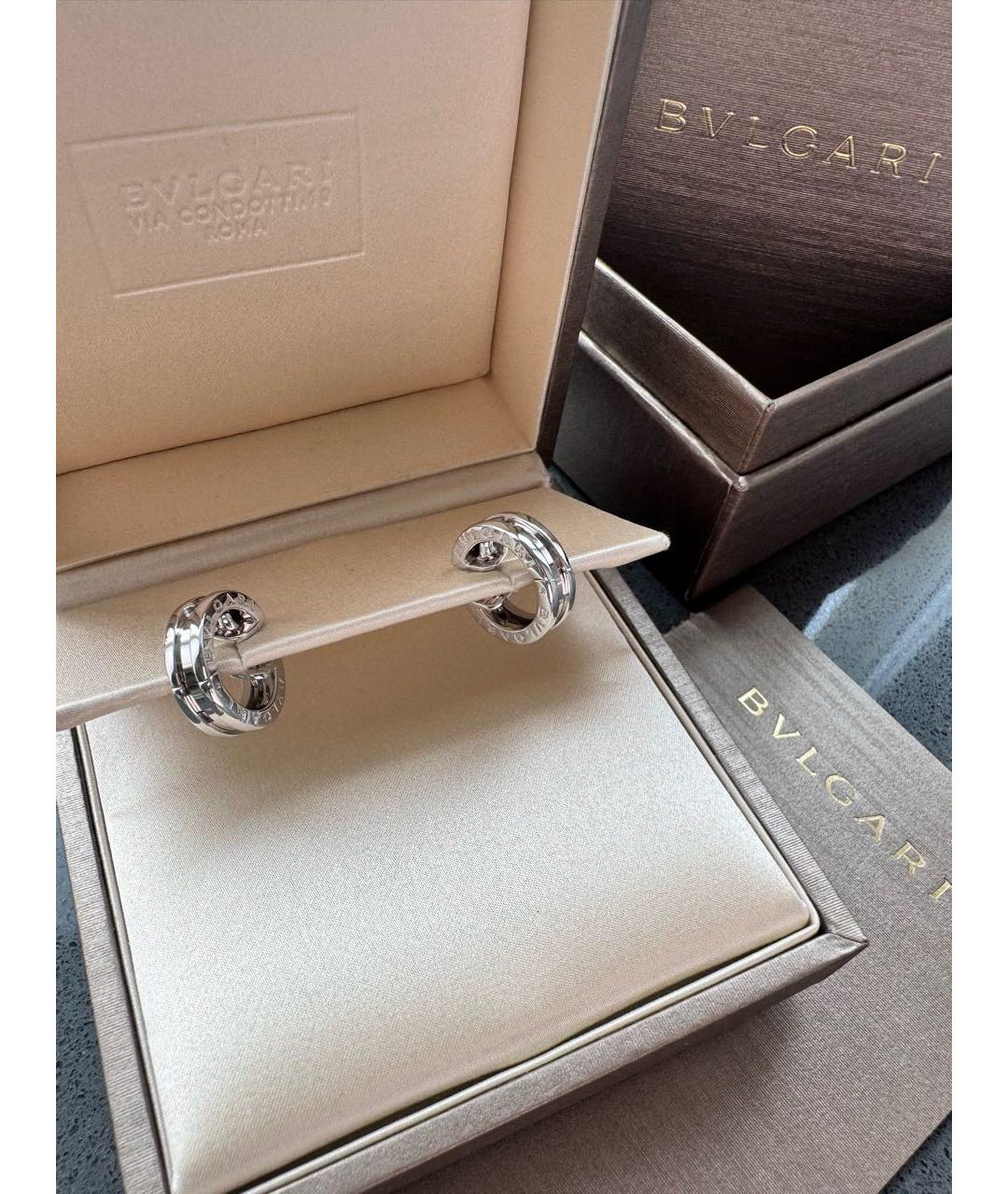 BVLGARI Серебряные серьги из белого золота, фото 2