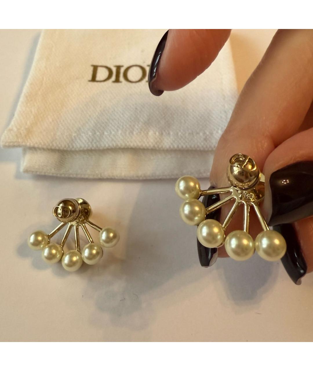 CHRISTIAN DIOR Золотые латунные серьги, фото 2