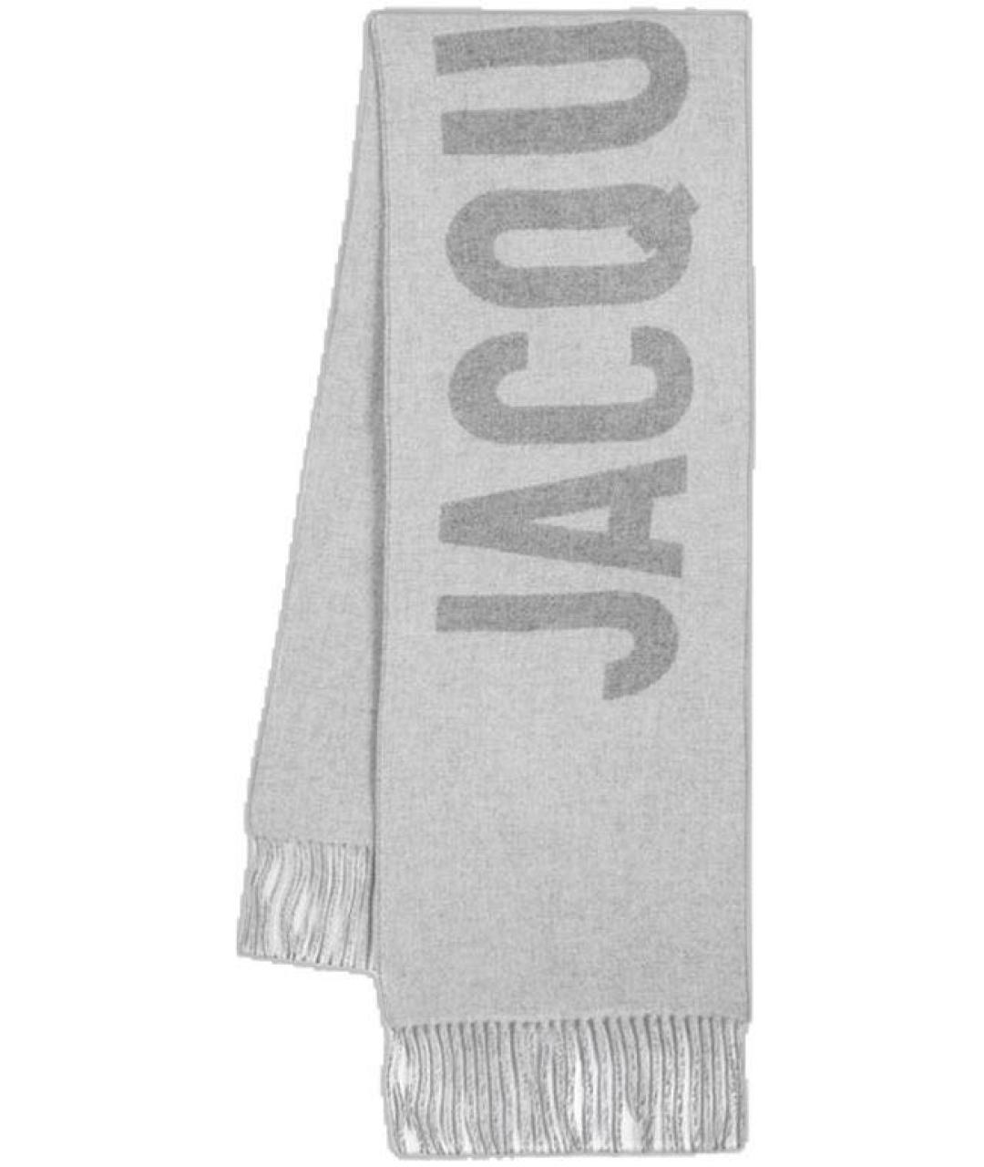 JACQUEMUS Серый шерстяной шарф, фото 4