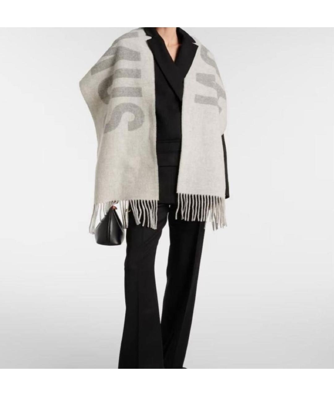 JACQUEMUS Серый шерстяной шарф, фото 2