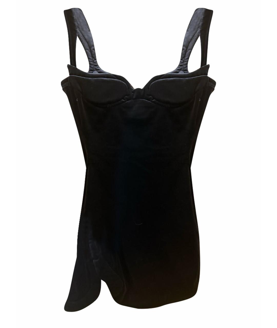 MUGLER Черное бархатное вечернее платье, фото 1