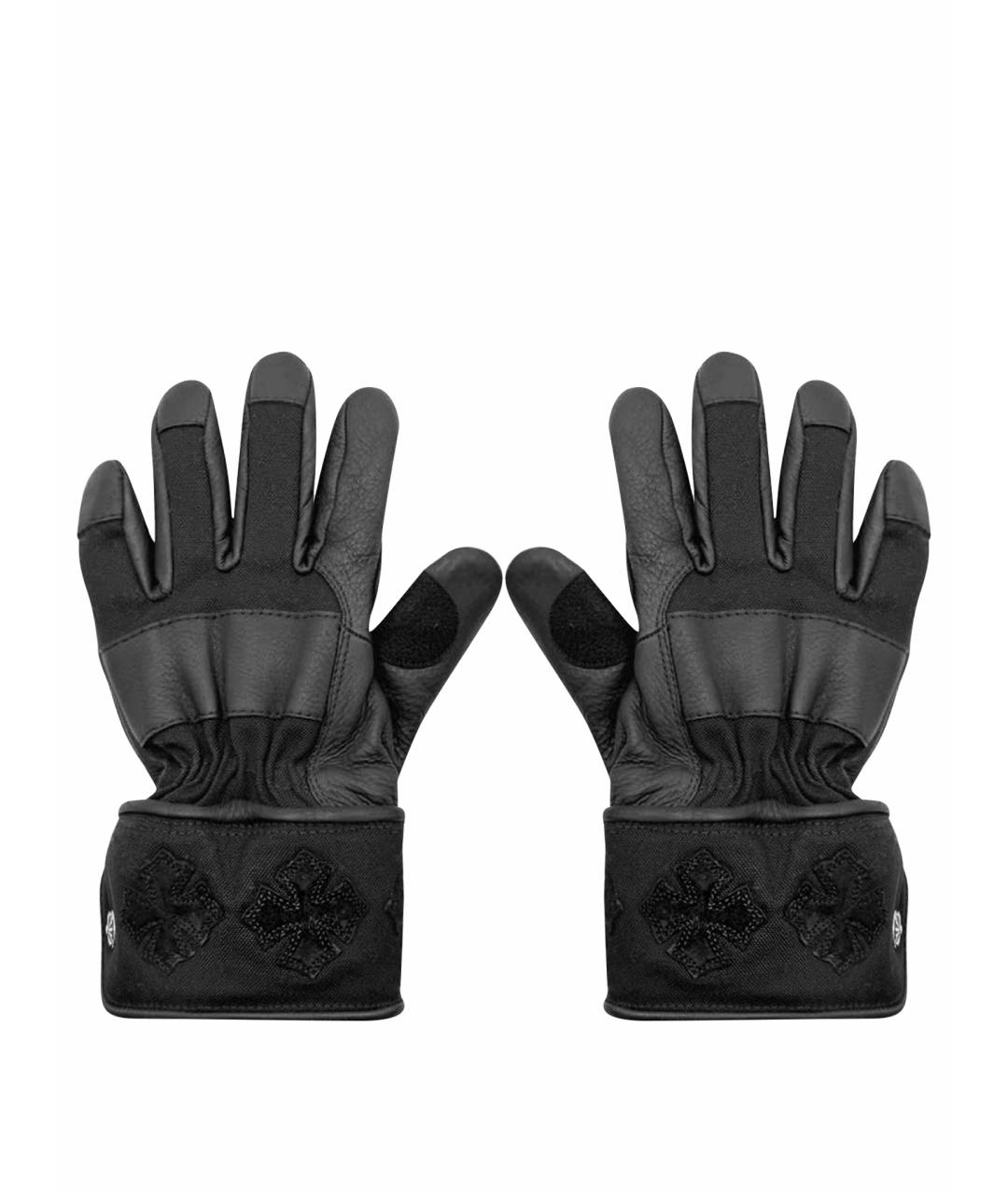CHROME HEARTS Черные кожаные перчатки, фото 1