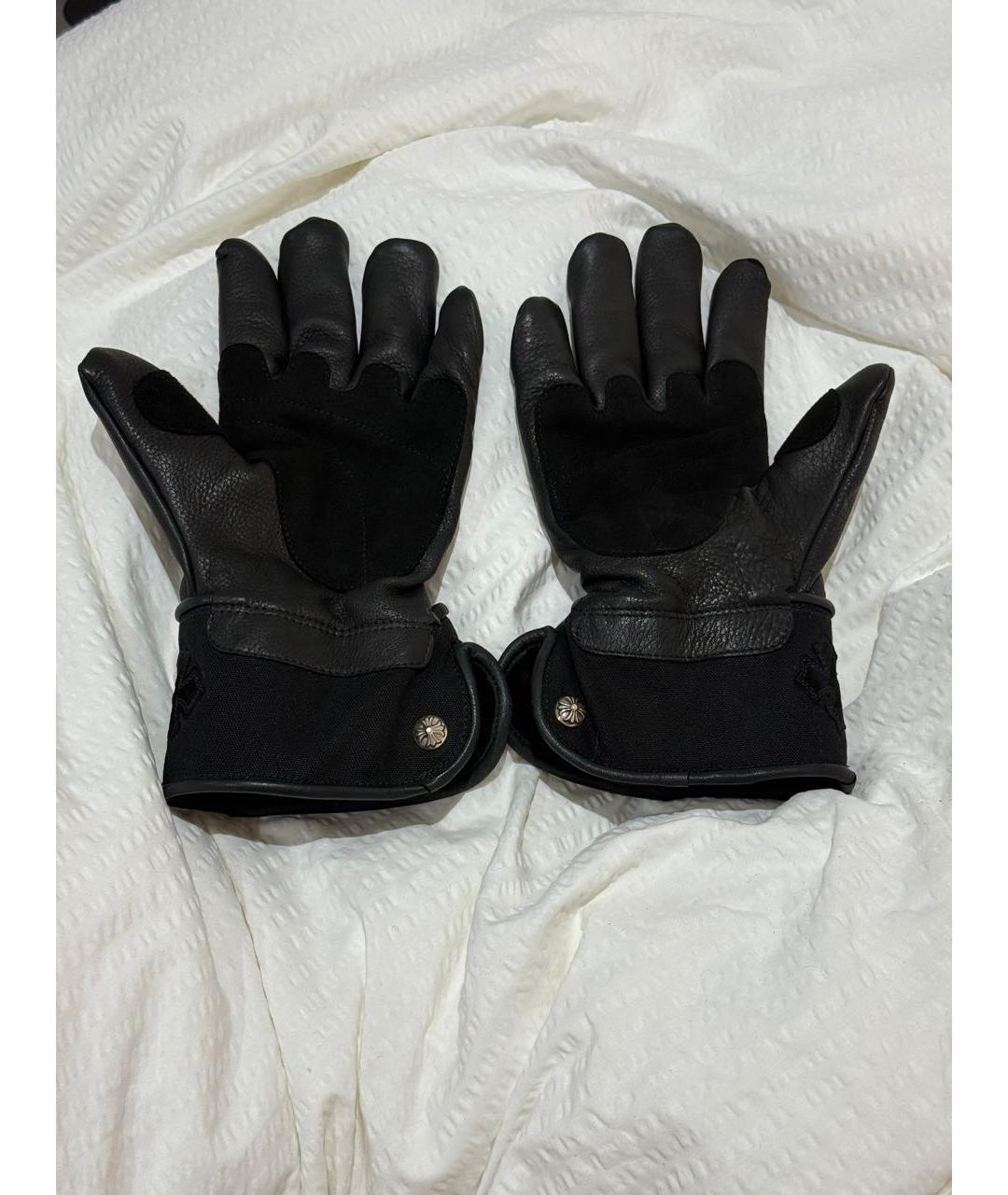 CHROME HEARTS Черные кожаные перчатки, фото 2