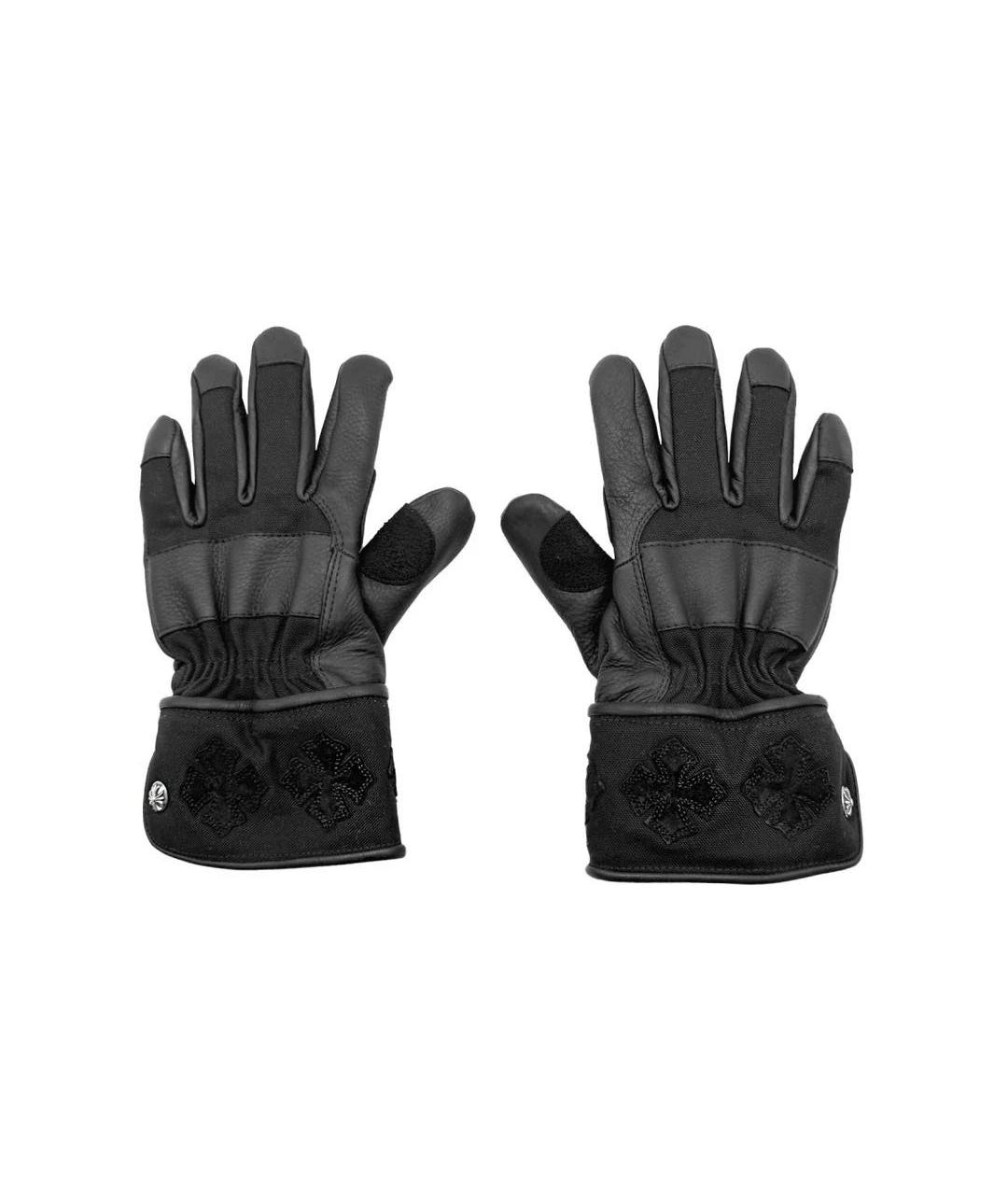 CHROME HEARTS Черные кожаные перчатки, фото 5