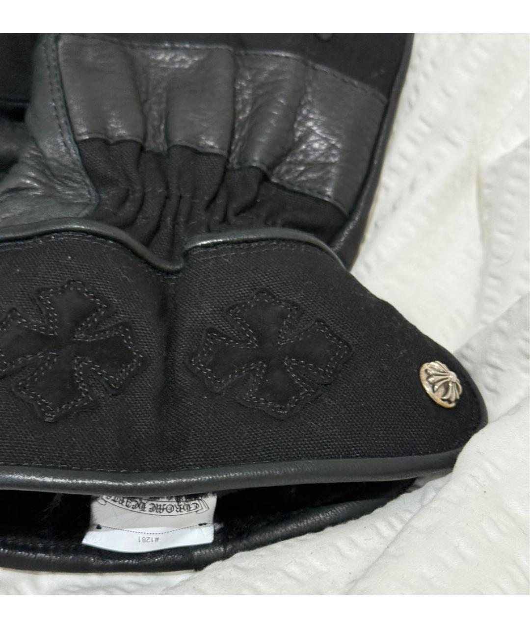 CHROME HEARTS Черные кожаные перчатки, фото 3
