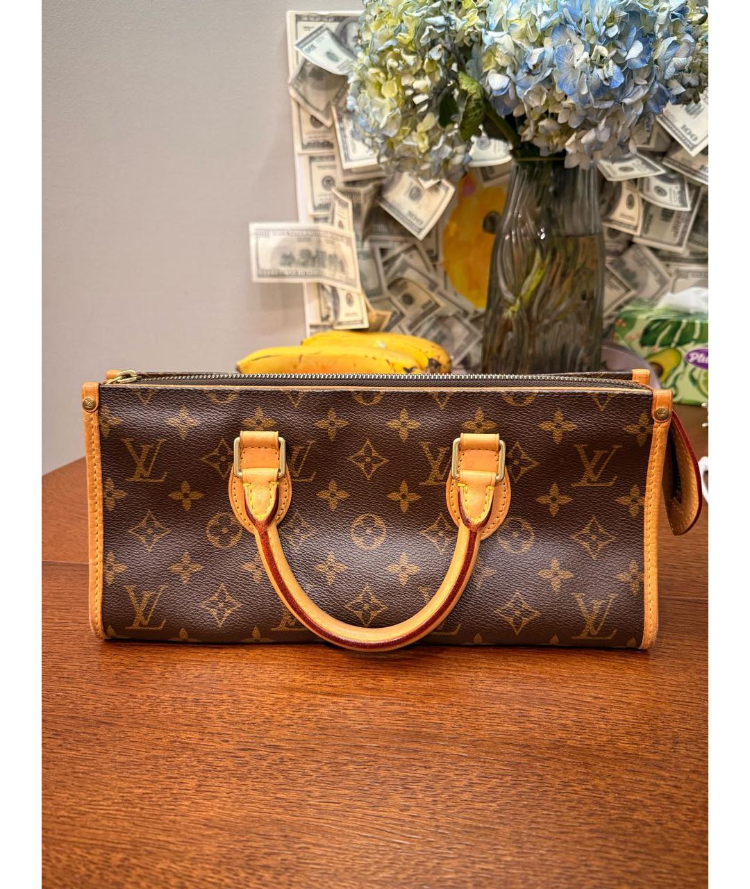 LOUIS VUITTON Коричневая кожаная сумка с короткими ручками, фото 8