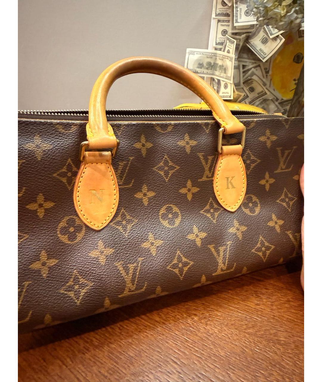 LOUIS VUITTON Коричневая кожаная сумка с короткими ручками, фото 6