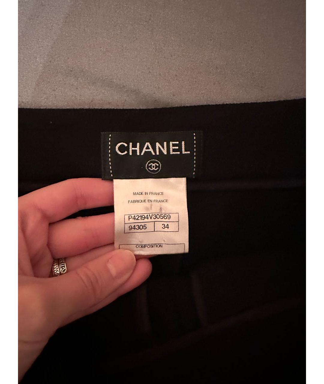 CHANEL Черная шерстяная юбка мини, фото 3