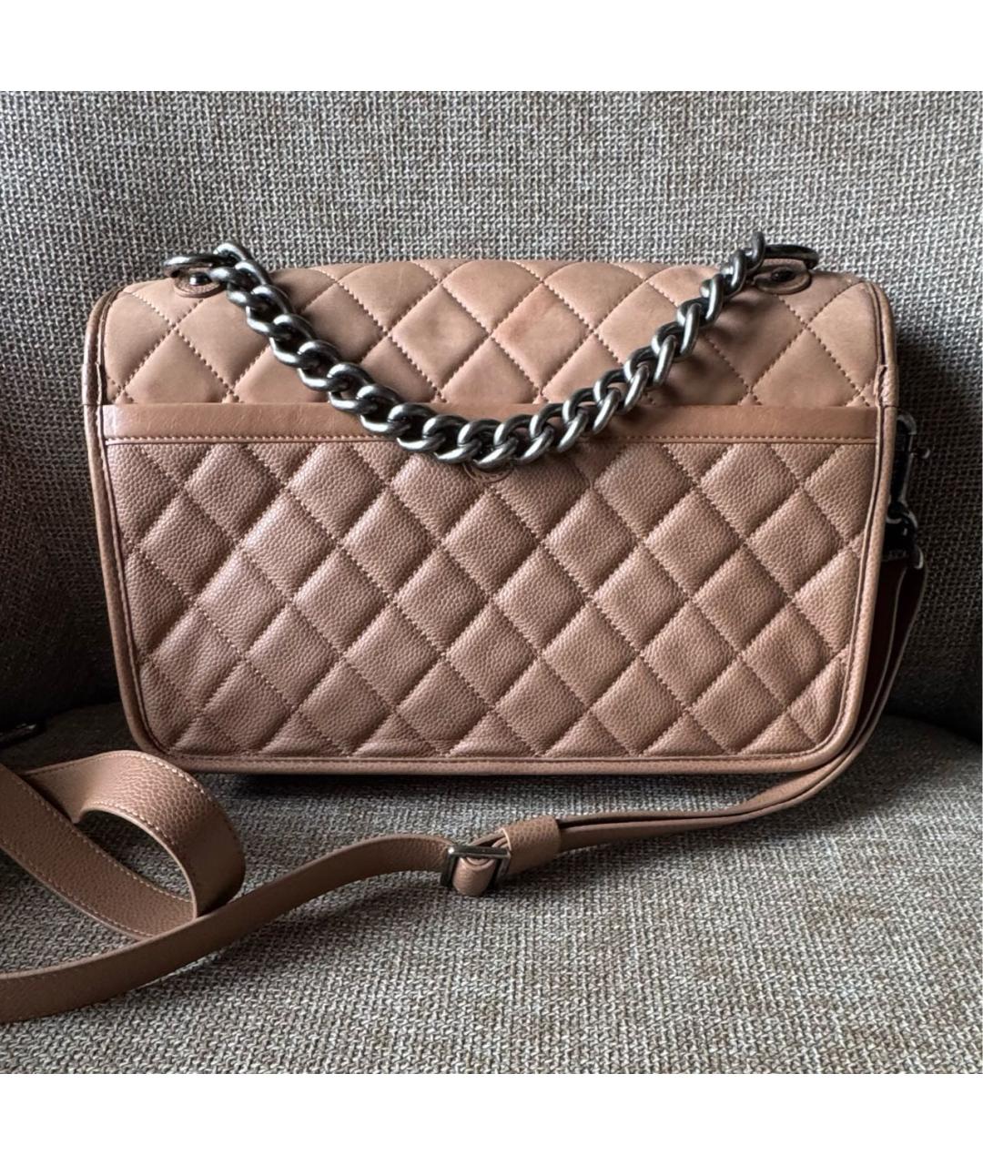 CHANEL Бежевая кожаная сумка через плечо, фото 2