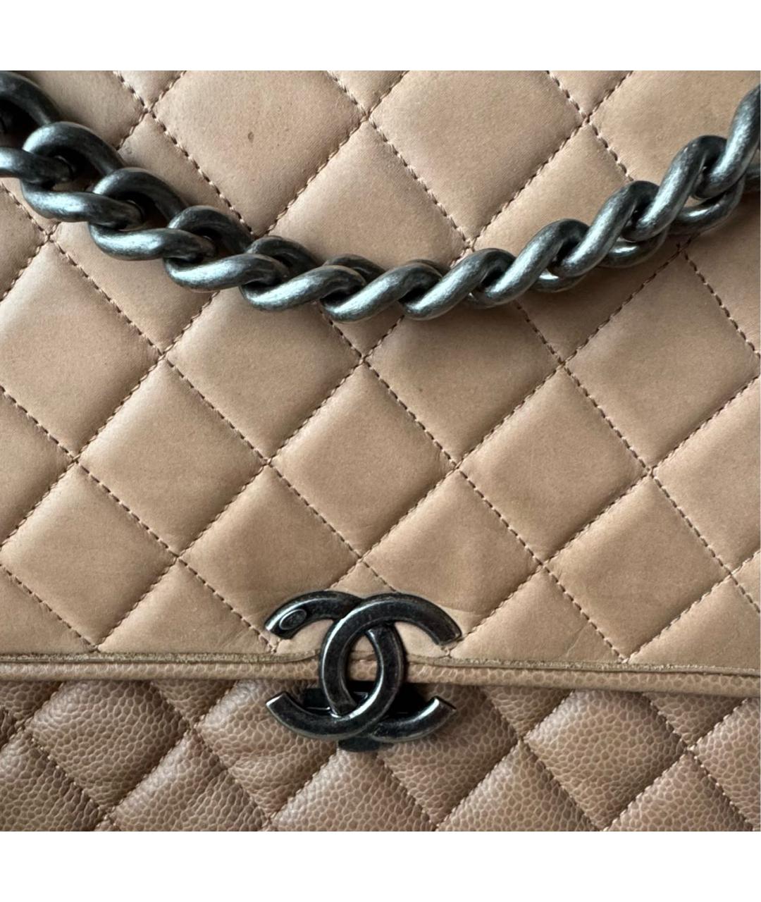 CHANEL Бежевая кожаная сумка через плечо, фото 3