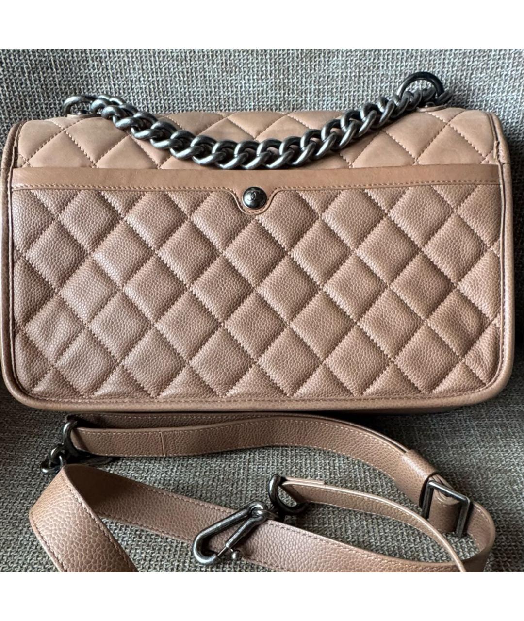 CHANEL Бежевая кожаная сумка через плечо, фото 5