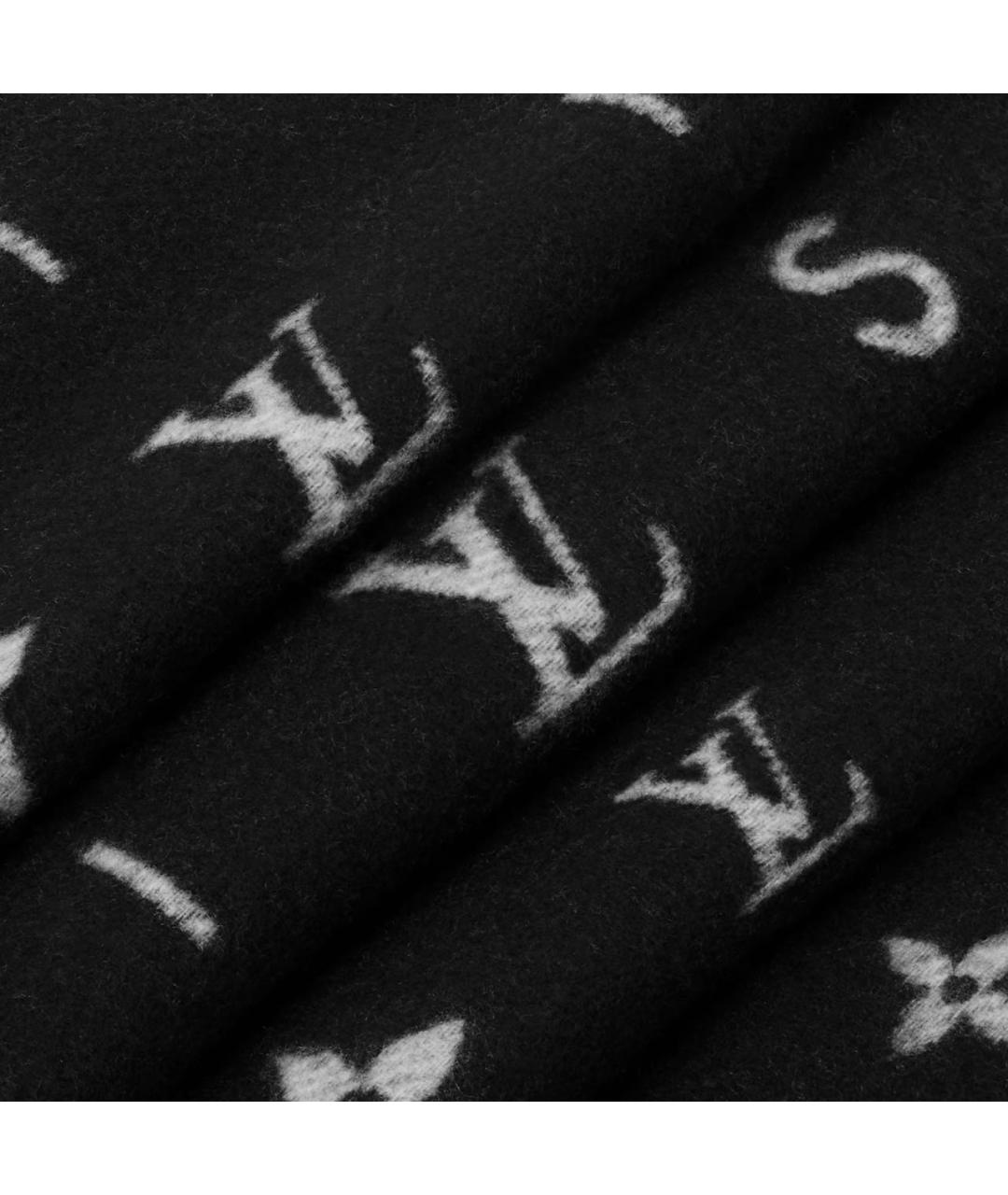 LOUIS VUITTON Черный кашемировый шарф, фото 3