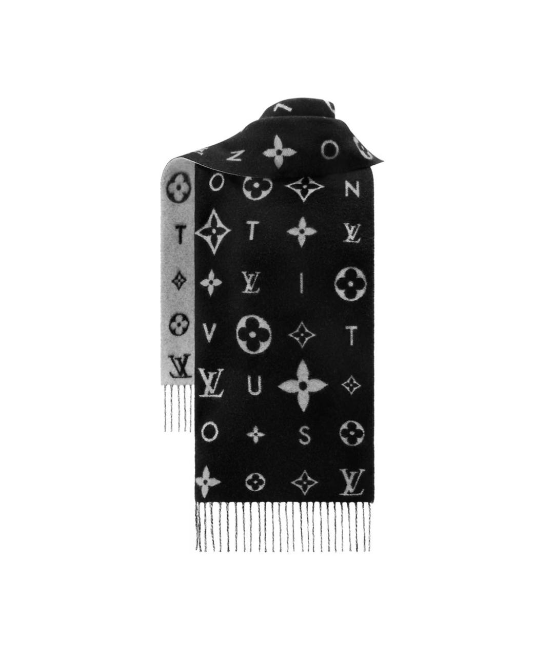 LOUIS VUITTON Черный кашемировый шарф, фото 2