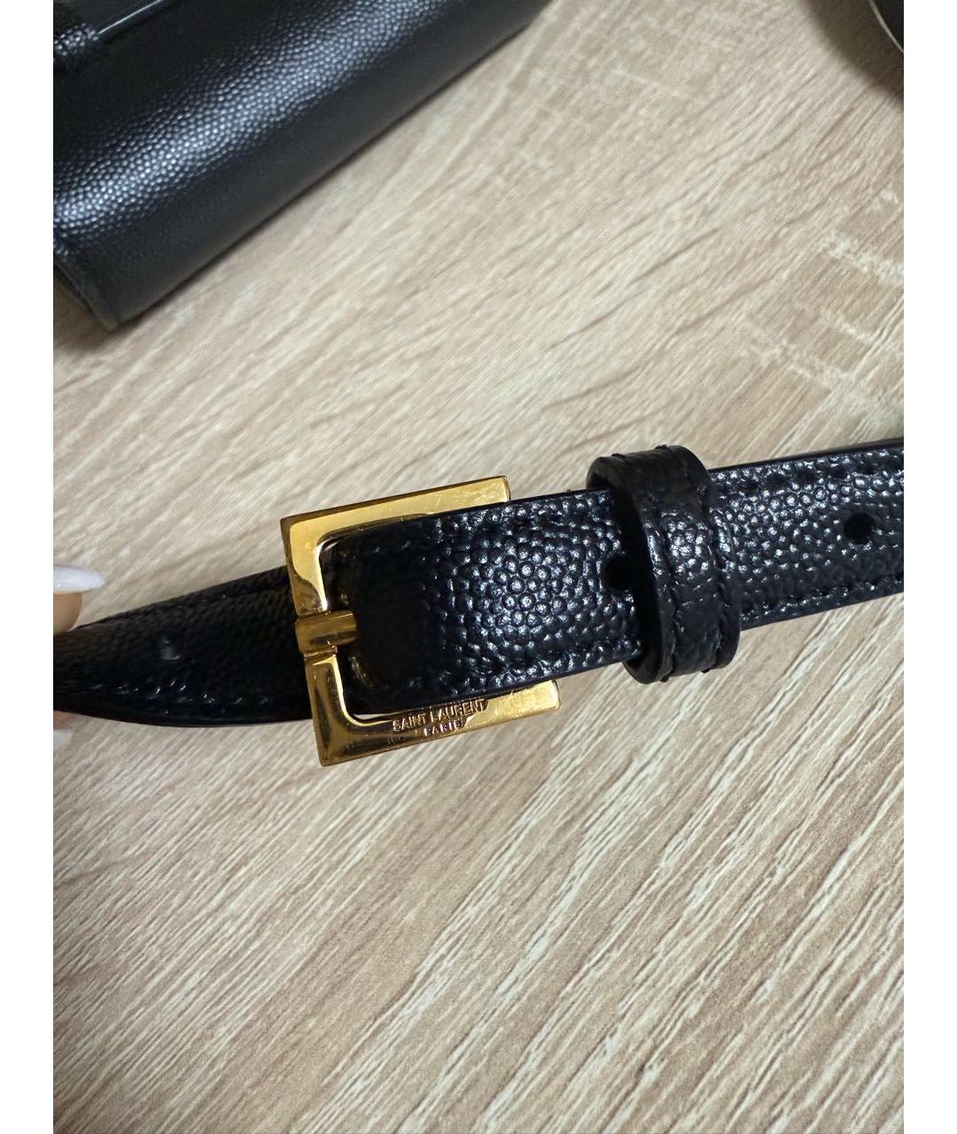 SAINT LAURENT Черная кожаная поясная сумка, фото 6