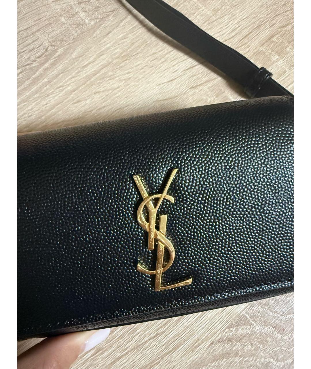 SAINT LAURENT Черная кожаная поясная сумка, фото 3