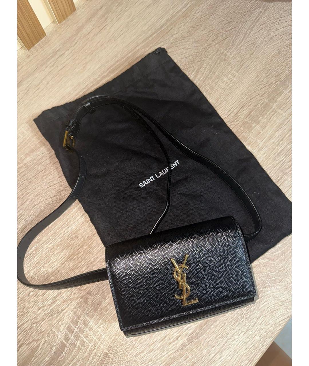 SAINT LAURENT Черная кожаная поясная сумка, фото 8