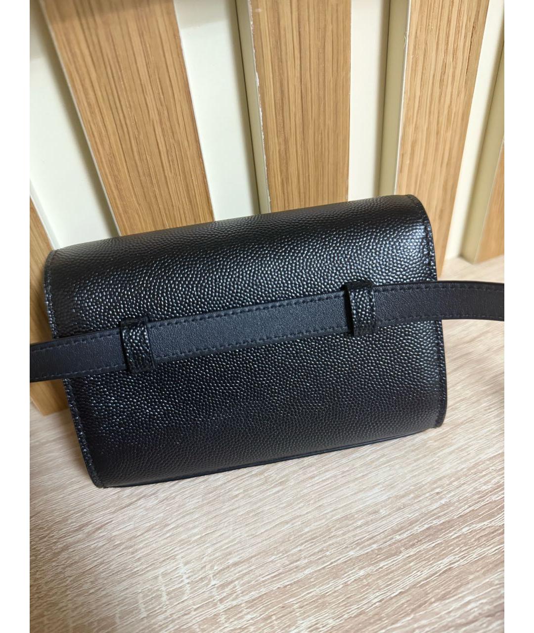 SAINT LAURENT Черная кожаная поясная сумка, фото 4