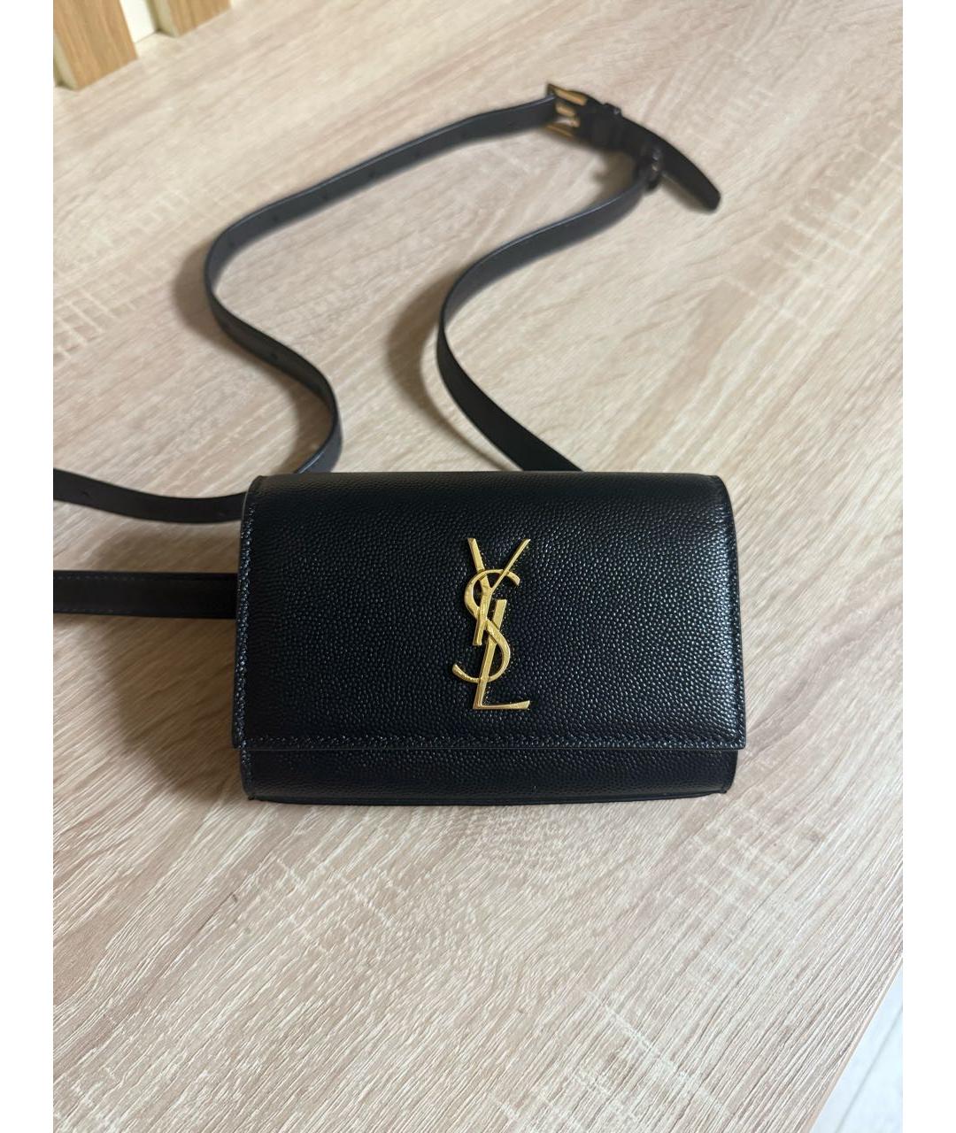 SAINT LAURENT Черная кожаная поясная сумка, фото 9