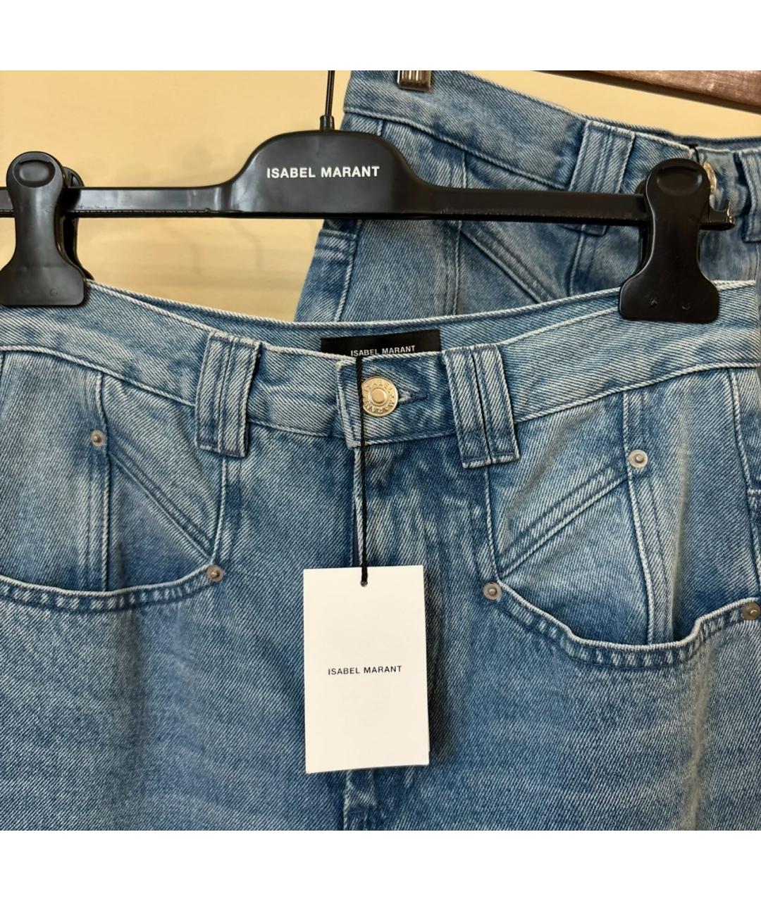 ISABEL MARANT Голубые хлопковые прямые джинсы, фото 2