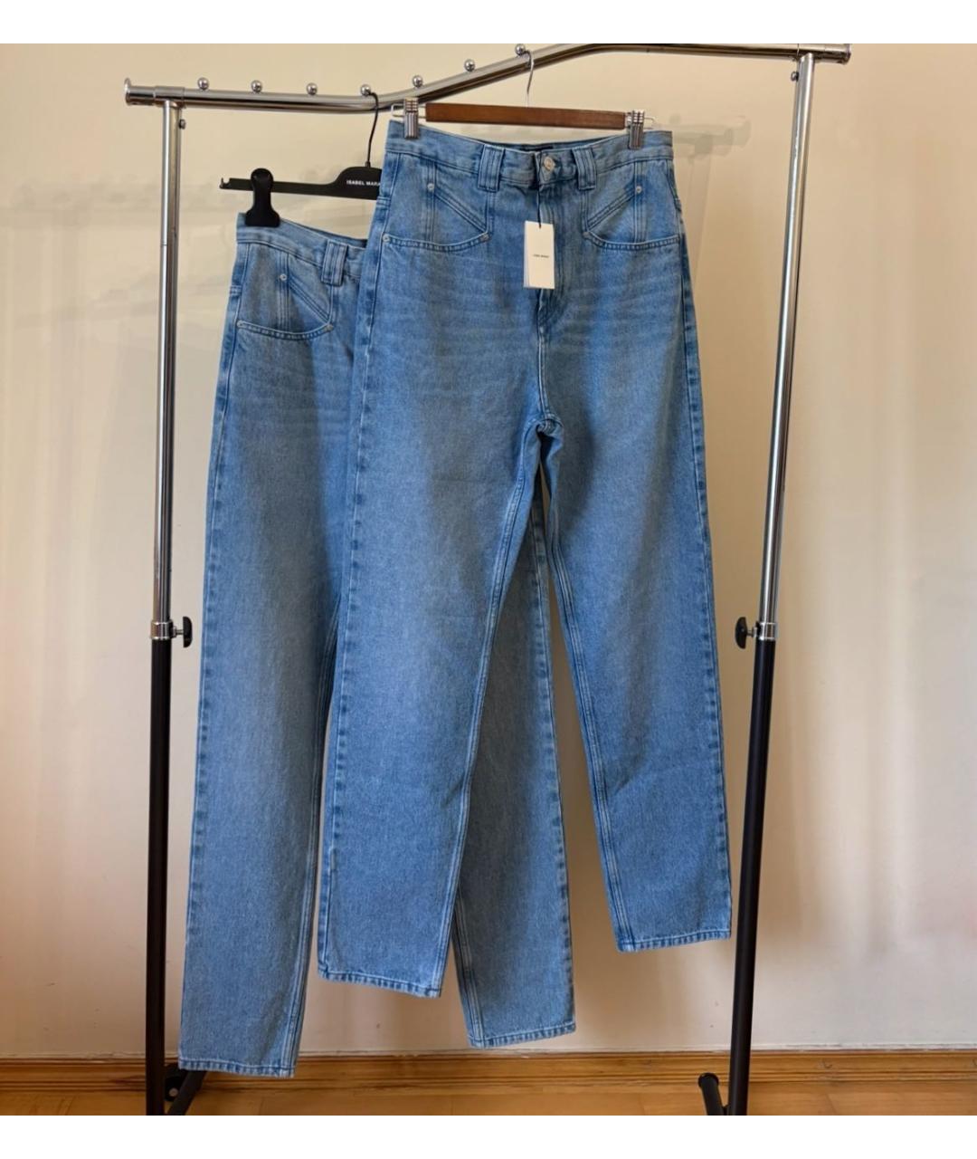 ISABEL MARANT Голубые хлопковые прямые джинсы, фото 5