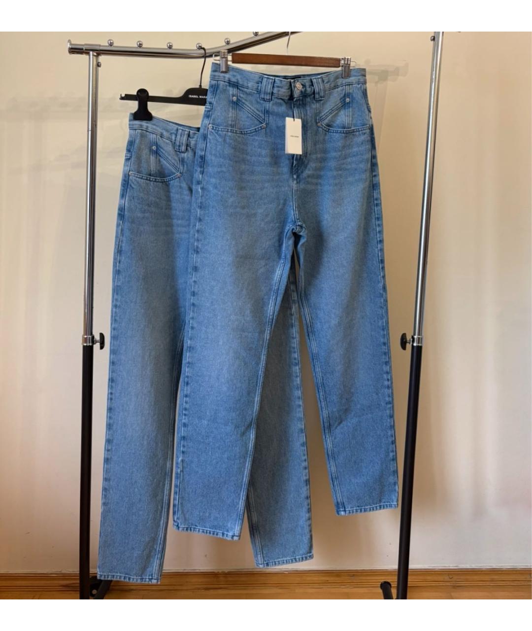 ISABEL MARANT Голубые хлопковые прямые джинсы, фото 5