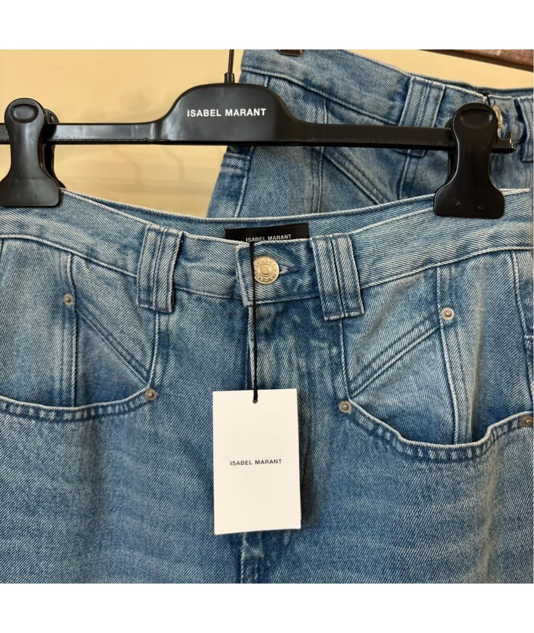 ISABEL MARANT Голубые хлопковые прямые джинсы, фото 2