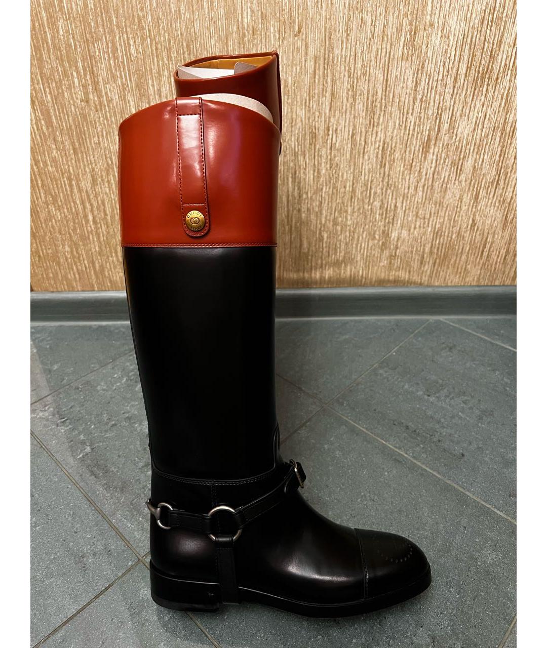 GUCCI Черные кожаные сапоги, фото 7