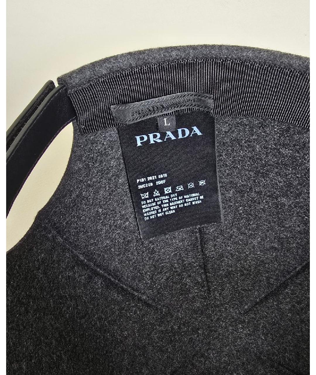 PRADA Антрацитовая шерстяная кепка/бейсболка, фото 5