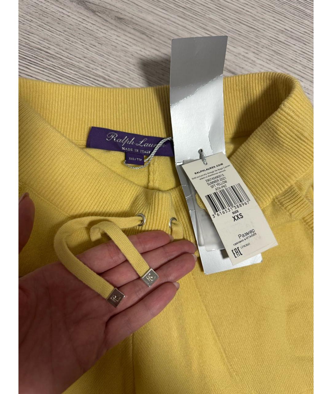 RALPH LAUREN PURPLE LABEL Желтые кашемировые брюки узкие, фото 3