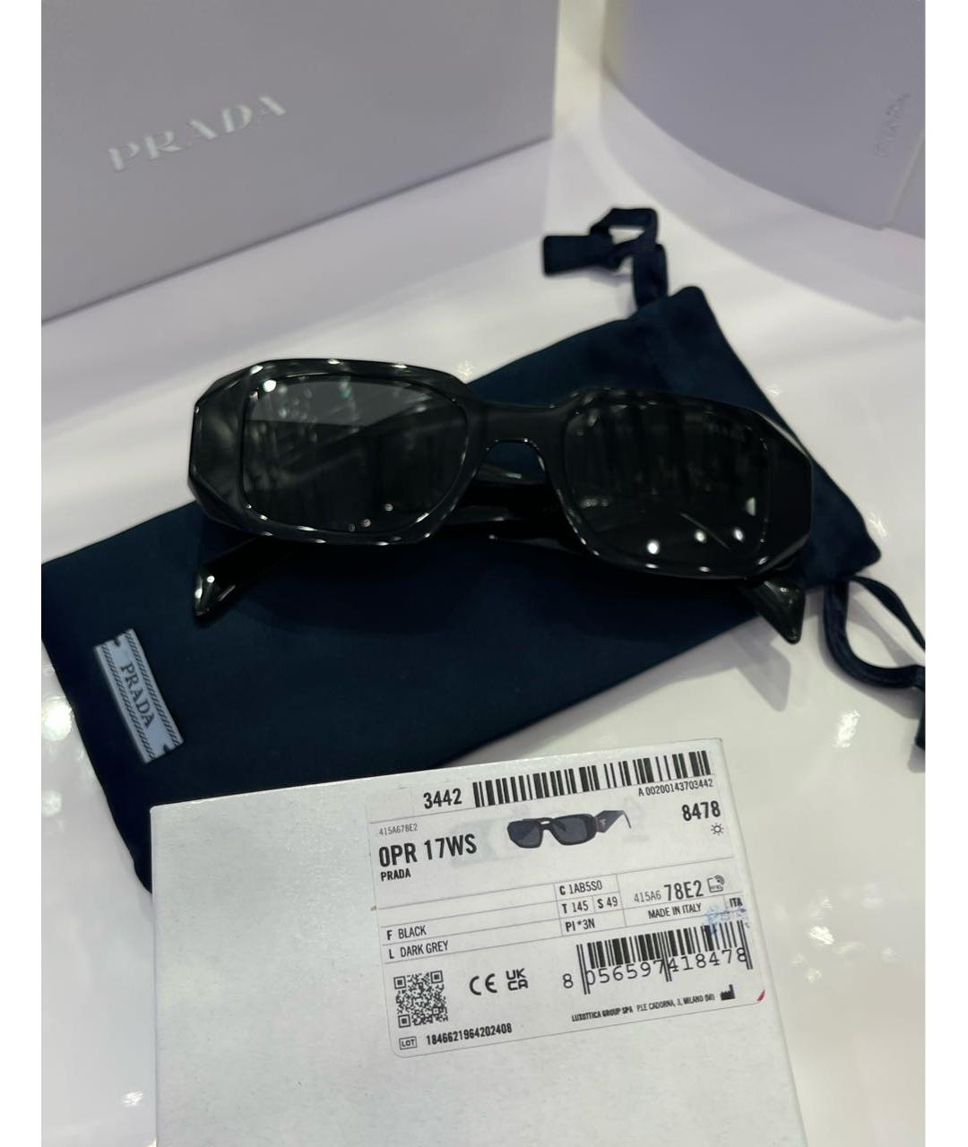 PRADA Черные пластиковые солнцезащитные очки, фото 8