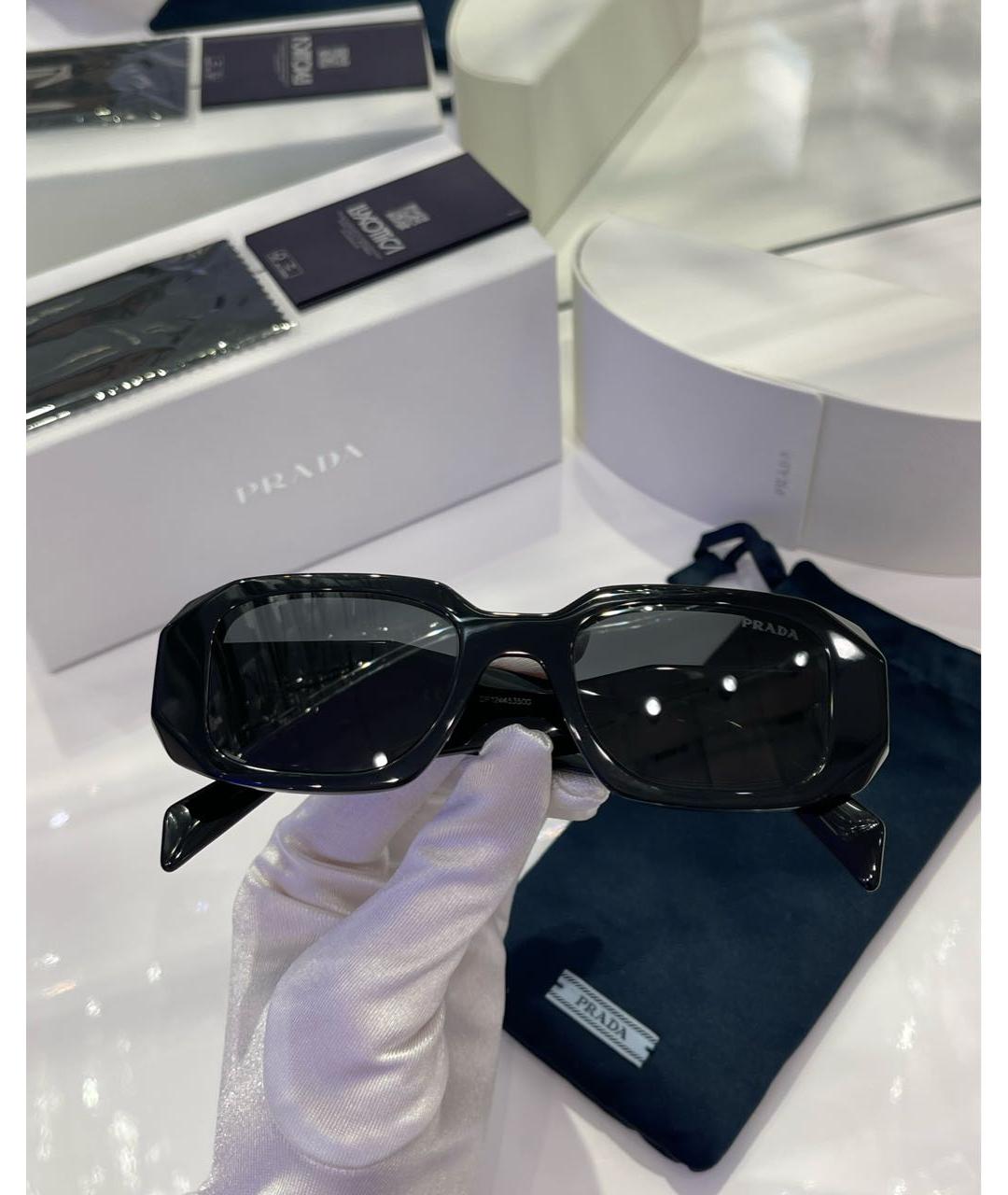 PRADA Черные пластиковые солнцезащитные очки, фото 4