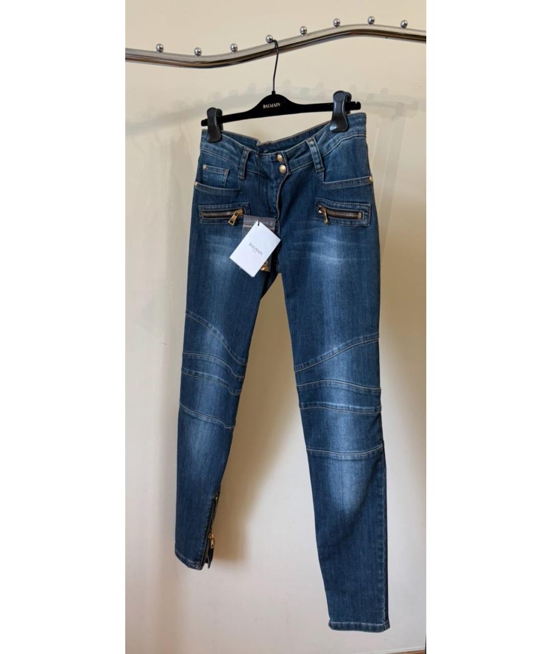 BALMAIN Синие хлопковые джинсы слим, фото 5