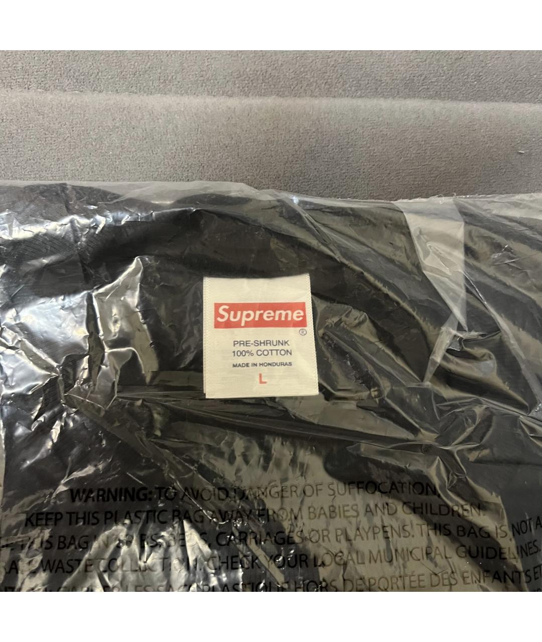 SUPREME Черная хлопковая футболка, фото 5