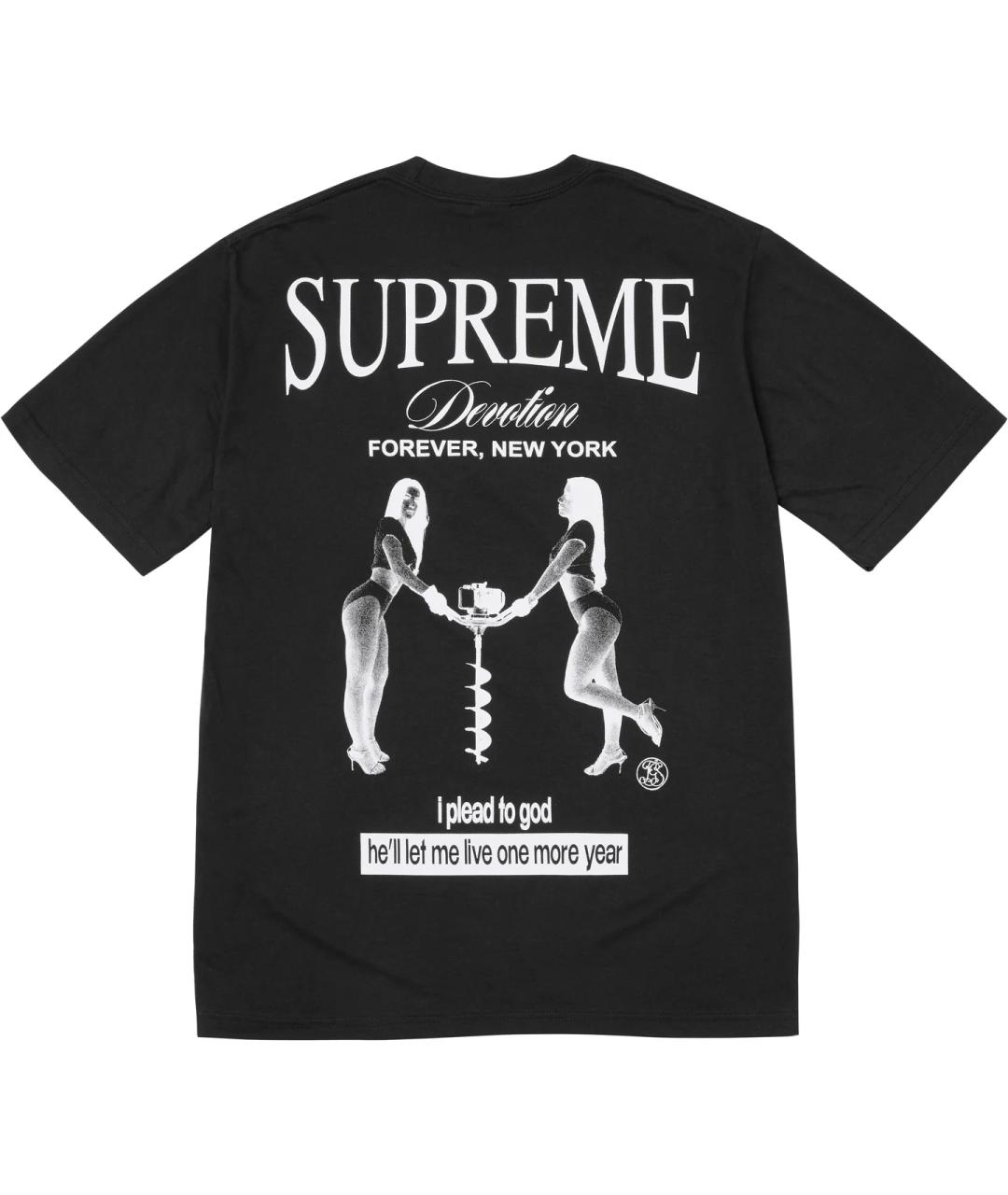 SUPREME Черная хлопковая футболка, фото 6