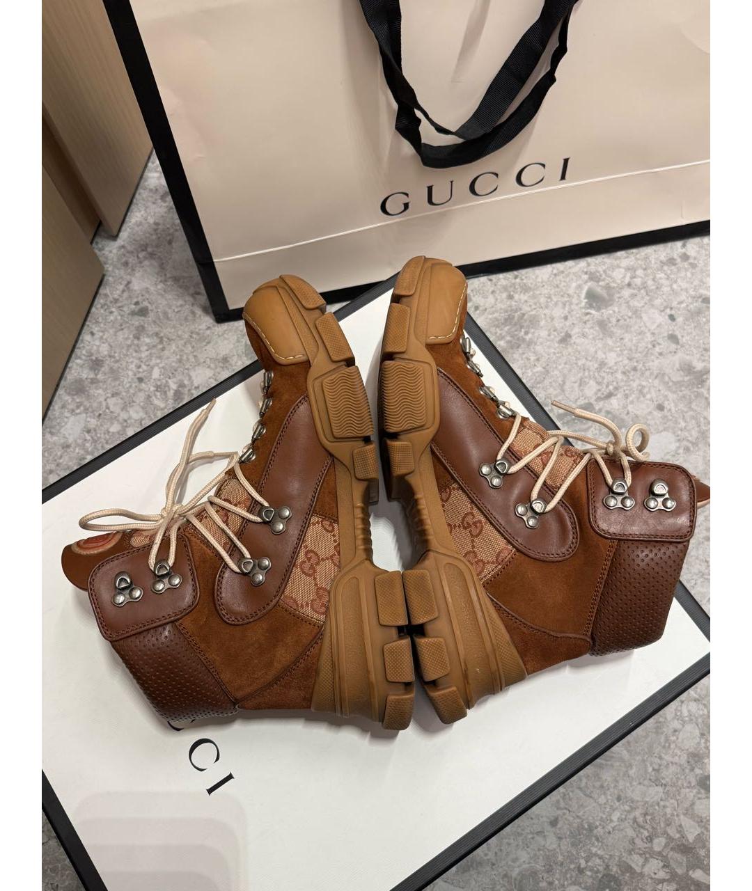 GUCCI Коричневые замшевые ботинки, фото 7