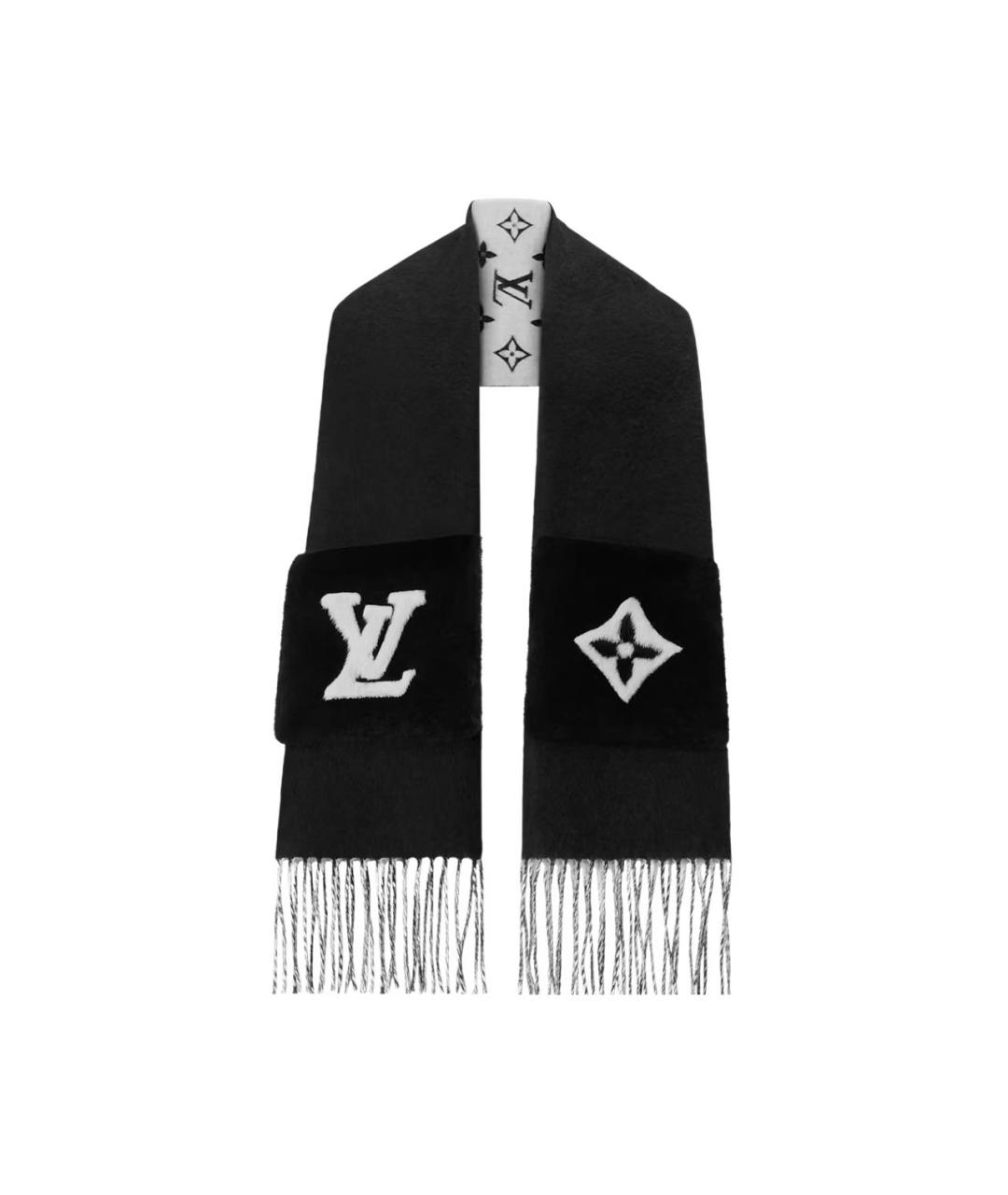 LOUIS VUITTON Черный кашемировый шарф, фото 2