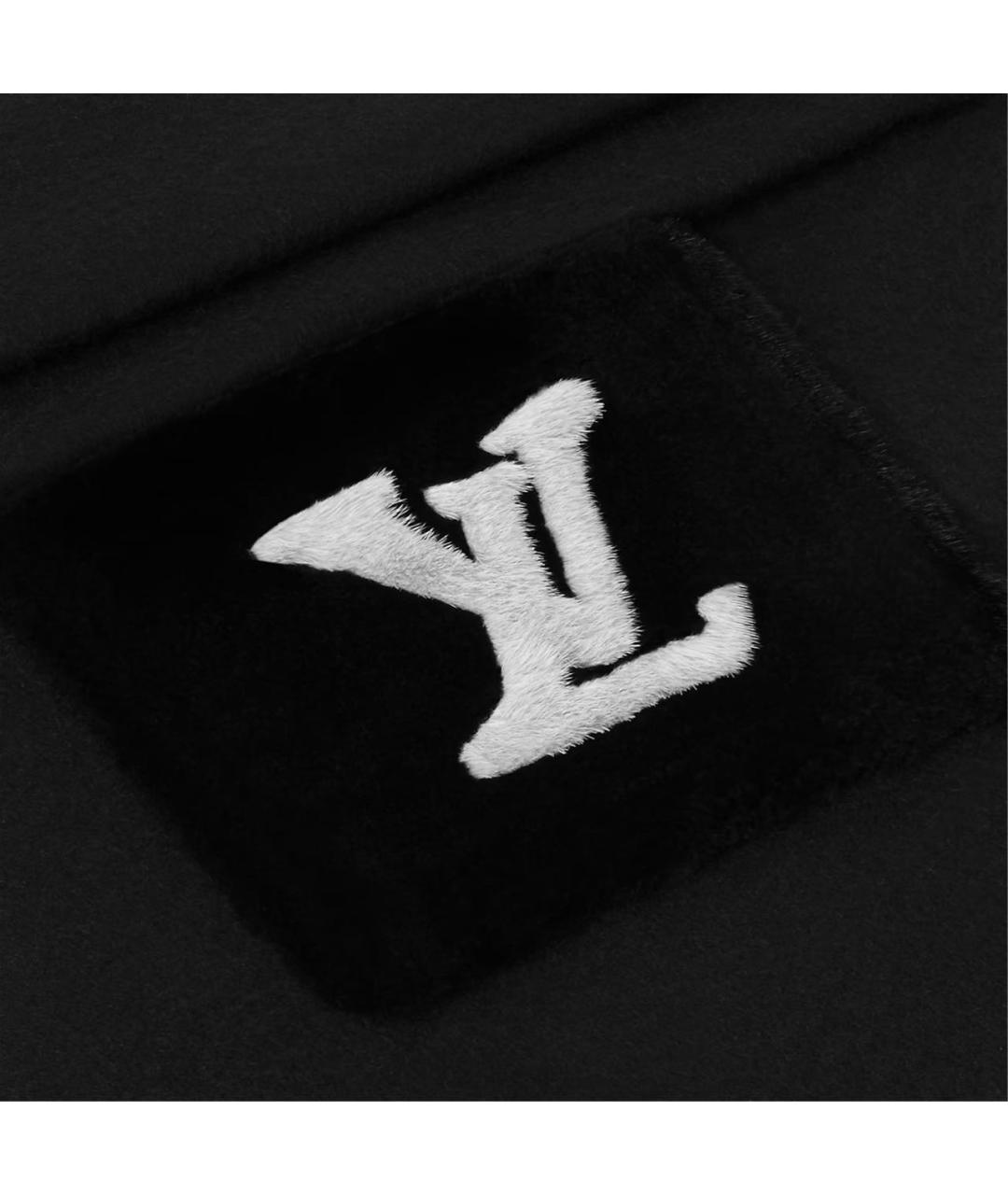 LOUIS VUITTON Черный кашемировый шарф, фото 3