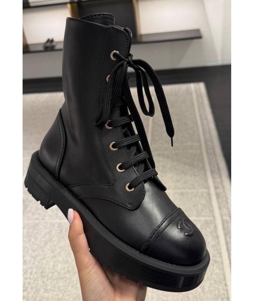 CHANEL Черные кожаные ботинки, фото 2