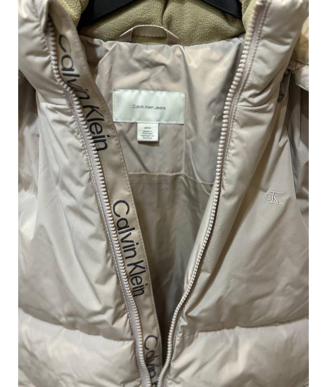 CALVIN KLEIN Бежевая полиэстеровая куртка, фото 7