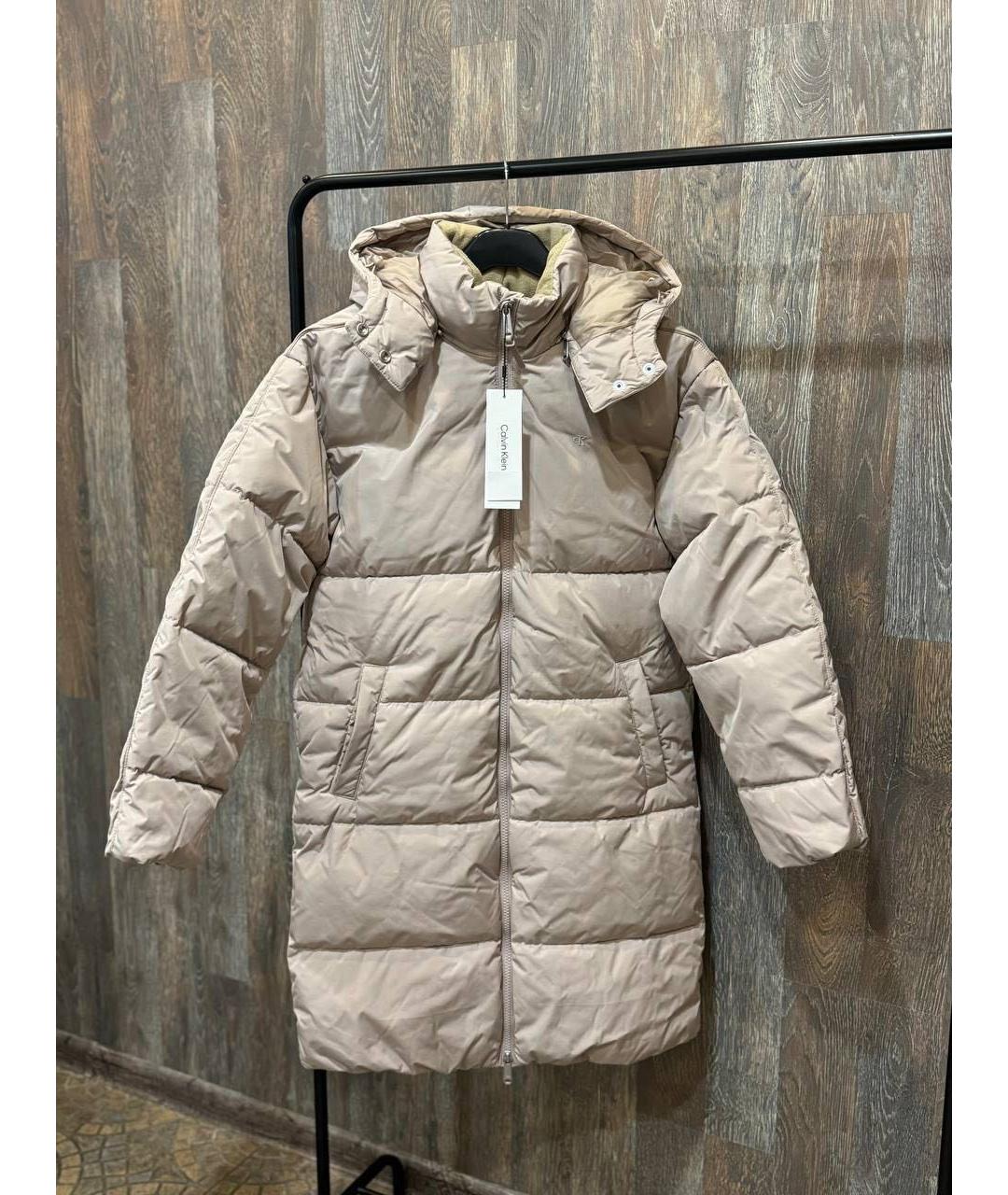 CALVIN KLEIN Бежевая полиэстеровая куртка, фото 8