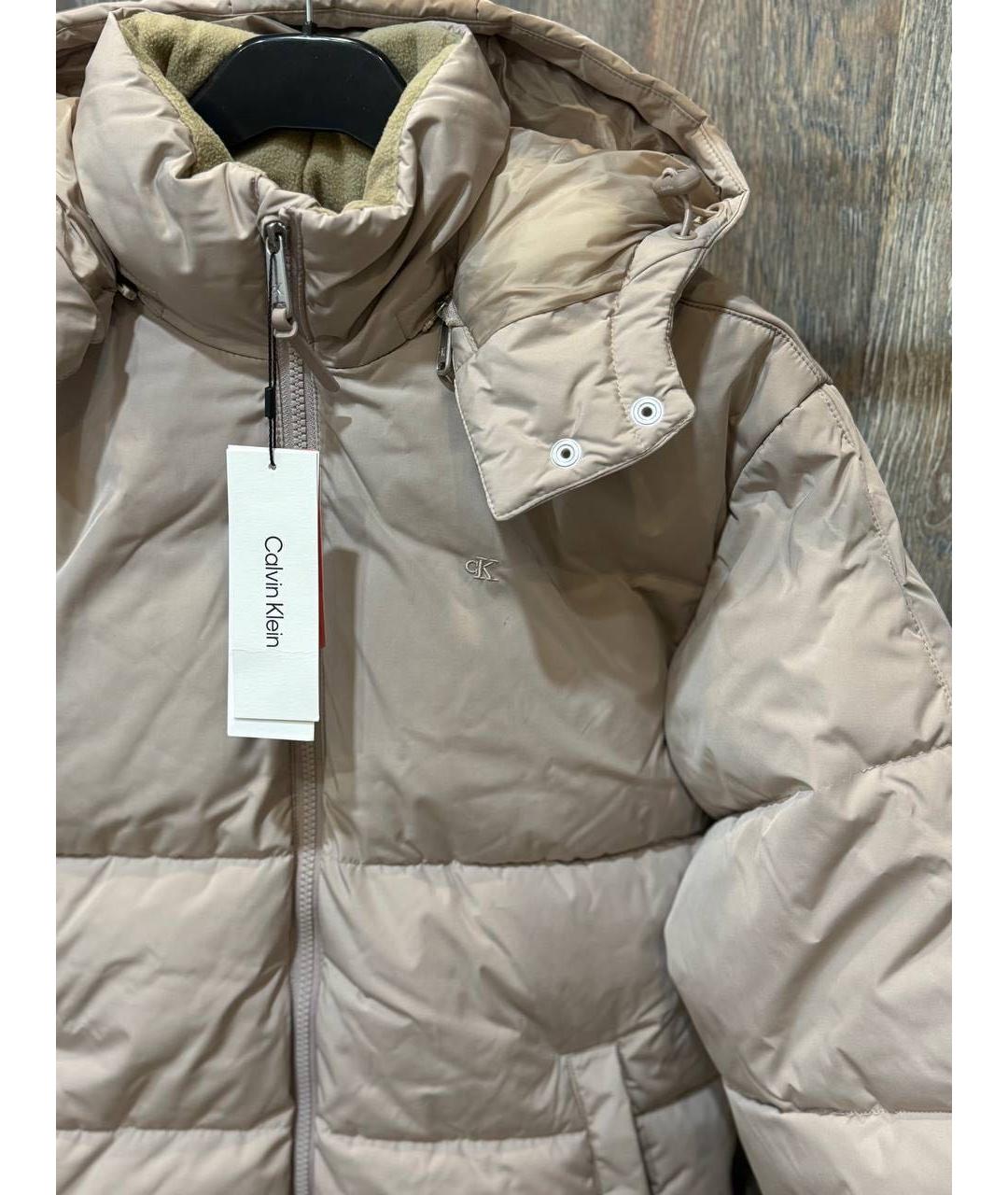 CALVIN KLEIN Бежевая полиэстеровая куртка, фото 4