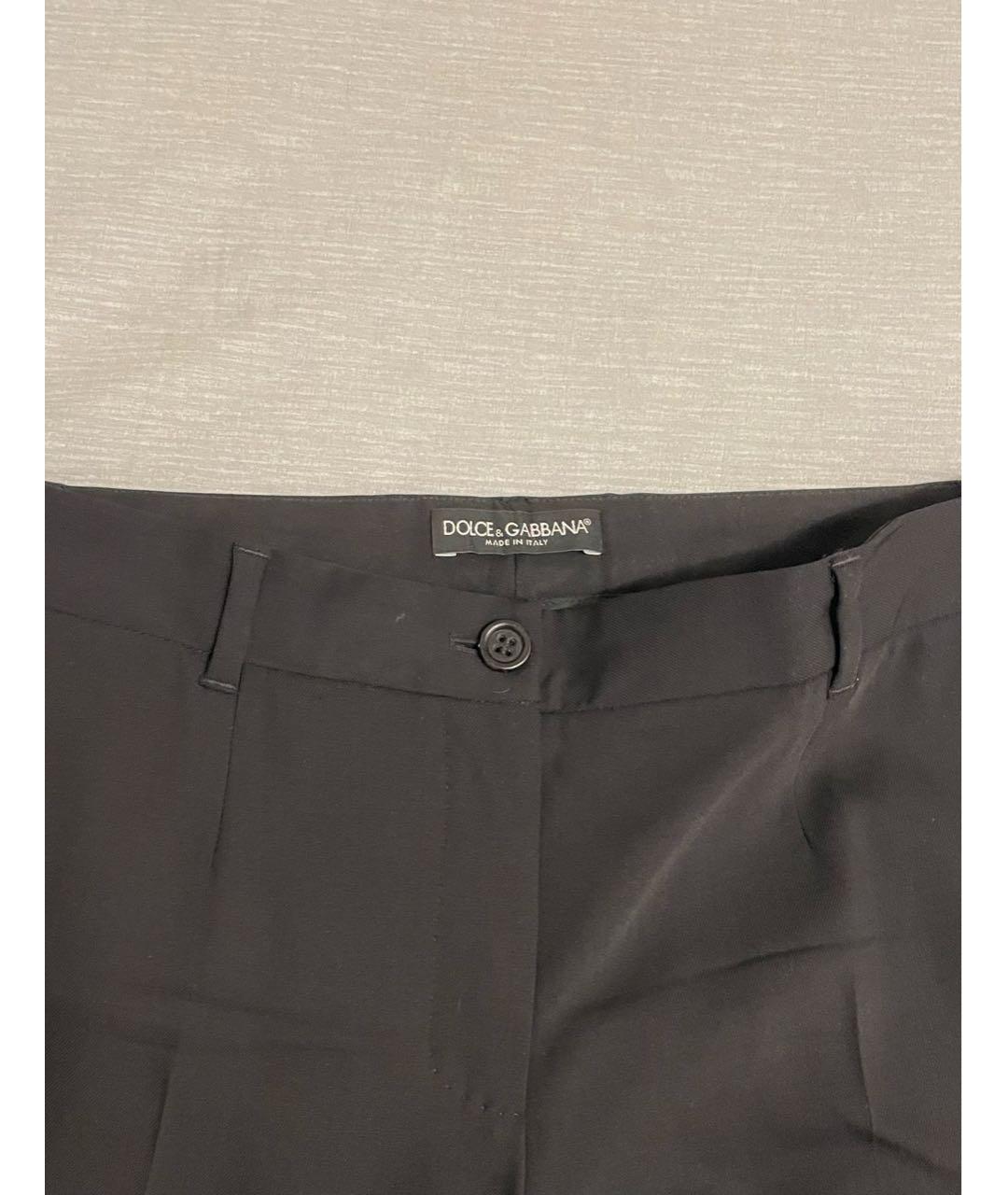 DOLCE&GABBANA Черные шерстяные прямые брюки, фото 4