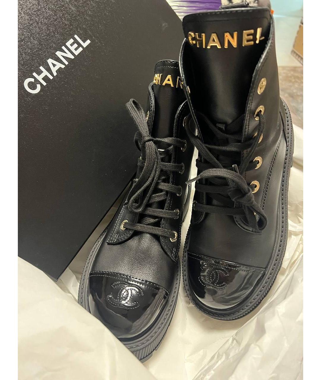 CHANEL Черные кожаные ботинки, фото 2